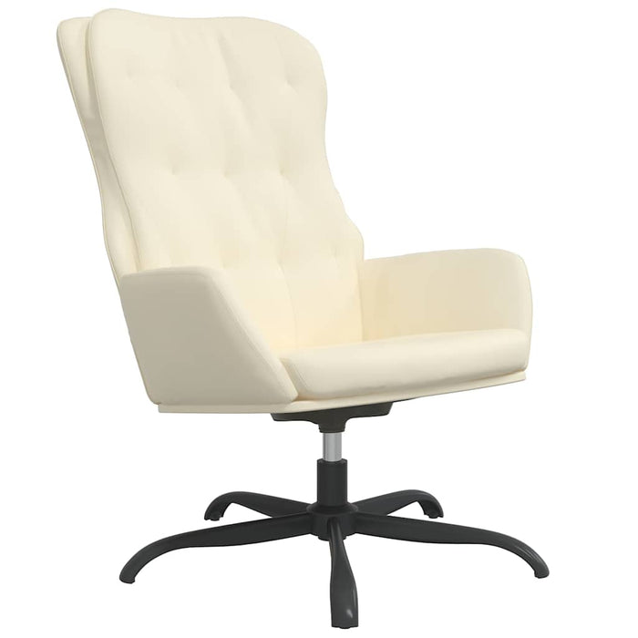 Scaun de relaxare cu taburet, crem, piele ecologică WALTI