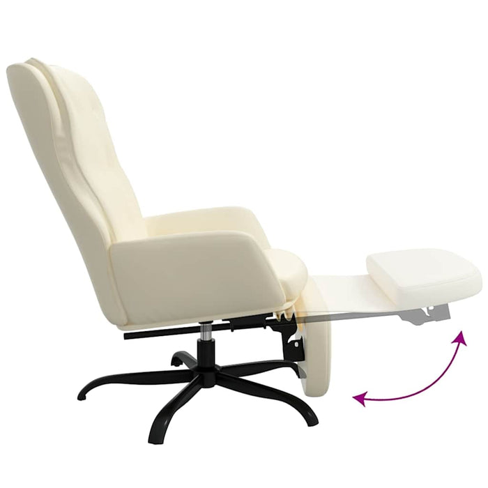 Scaun de relaxare cu taburet, crem, piele ecologică WALTI
