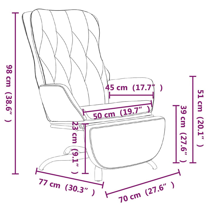 Scaun de relaxare cu taburet, crem, piele ecologică WALTI