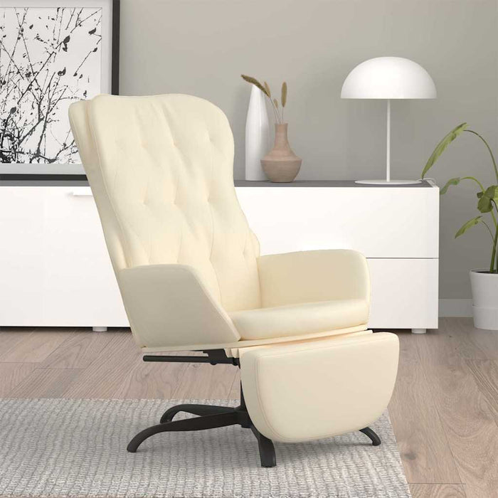 Scaun de relaxare cu taburet, crem, piele ecologică WALTI
