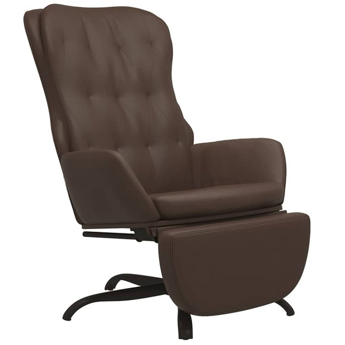Scaun de relaxare cu taburet, maro, piele ecologică WALTI
