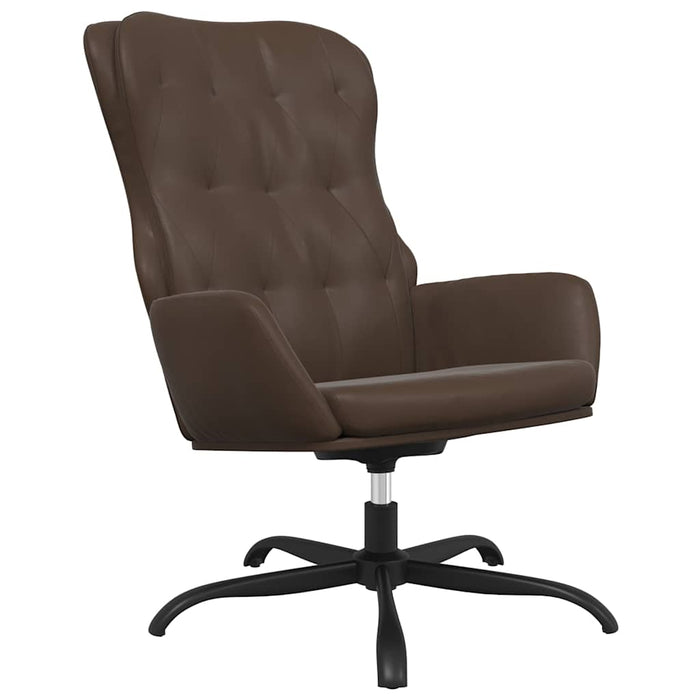 Scaun de relaxare cu taburet, maro, piele ecologică WALTI