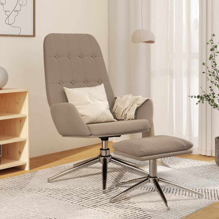 Scaun de relaxare cu taburet, gri taupe, microfibră WALTI