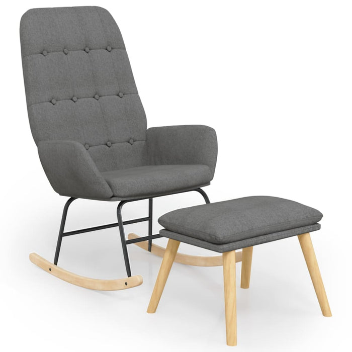 Scaun balansoar cu taburet, gri deschis, textil - WALTI WALTI