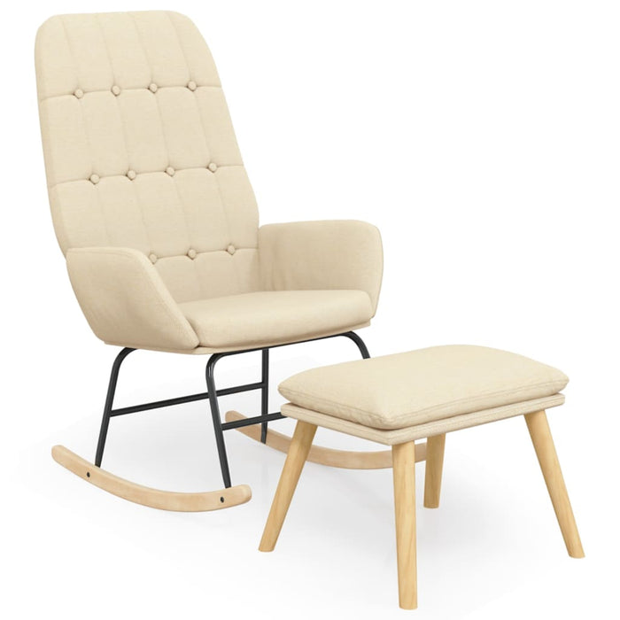 Scaun balansoar cu taburet, crem, material textil - WALTI WALTI