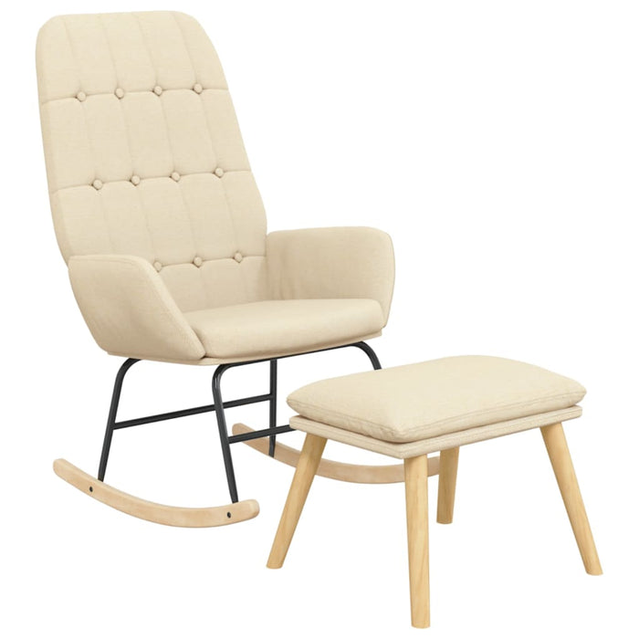 Scaun balansoar cu taburet, crem, material textil - WALTI WALTI