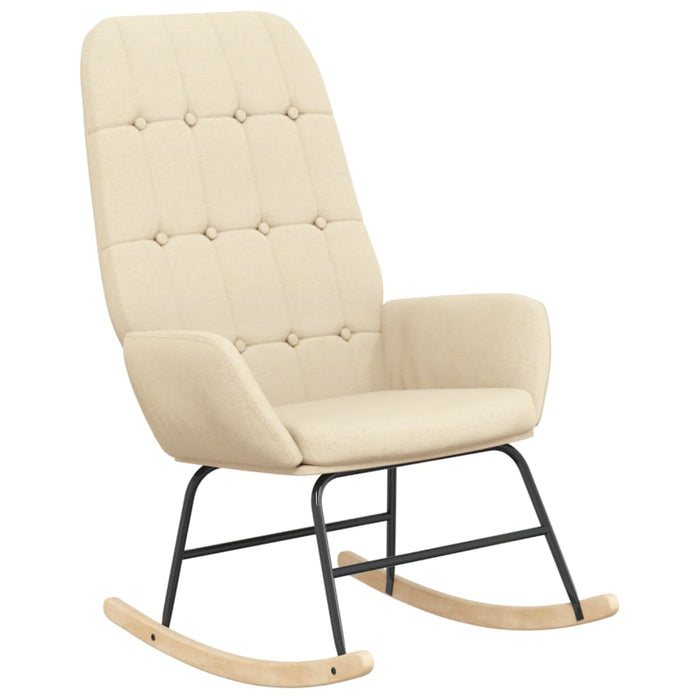 Scaun balansoar cu taburet, crem, material textil - WALTI WALTI
