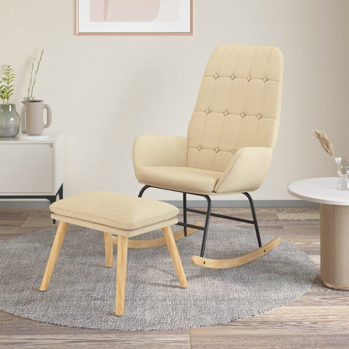 Scaun balansoar cu taburet, crem, material textil - WALTI WALTI