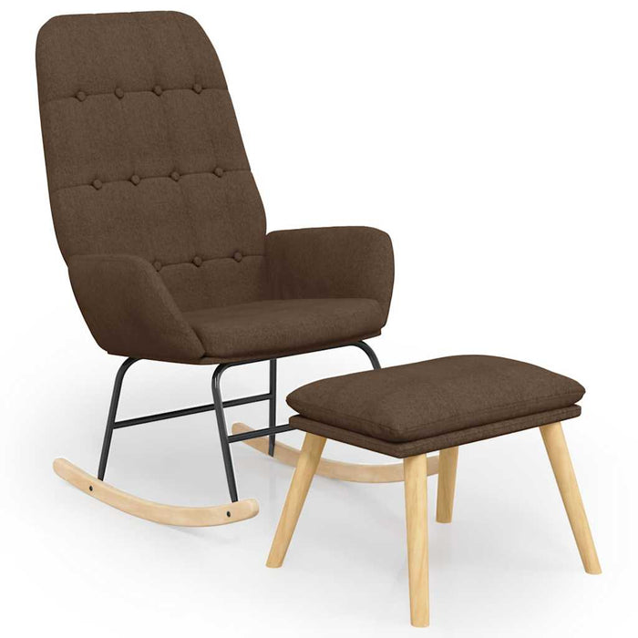 Scaun balansoar cu suport picioare, maro, material textil WALTI
