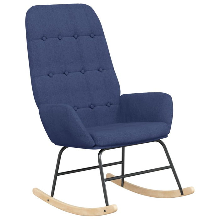 Scaun balansoar cu taburet, albastru, material textil WALTI