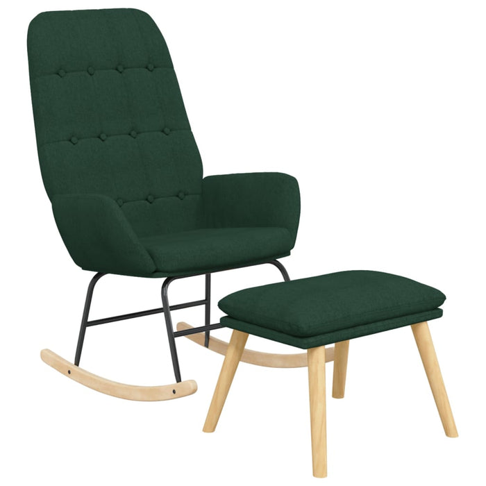 Scaun balansoar cu taburet, verde închis, textil WALTI