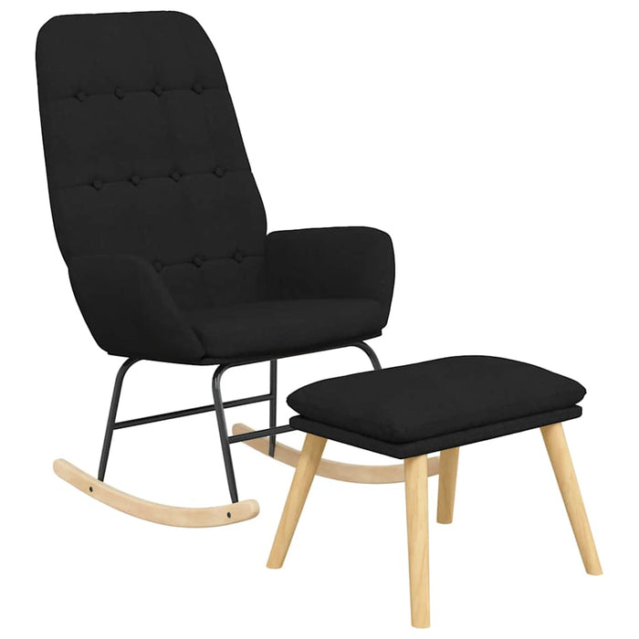 Scaun balansoar cu taburet, Negru, material textil - WALTI WALTI
