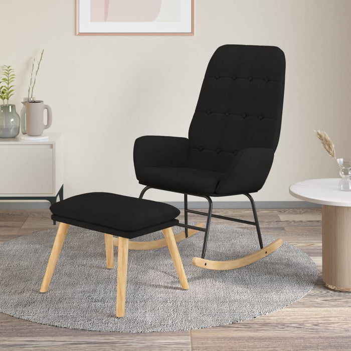 Scaun balansoar cu taburet, Negru, material textil - WALTI WALTI