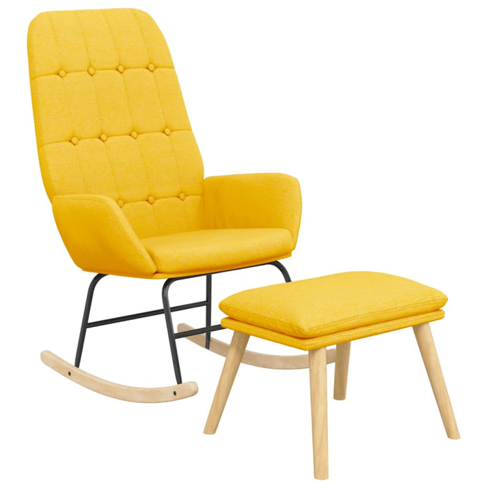 Scaun balansoar cu taburet, galben muștar, textil - WALTI WALTI