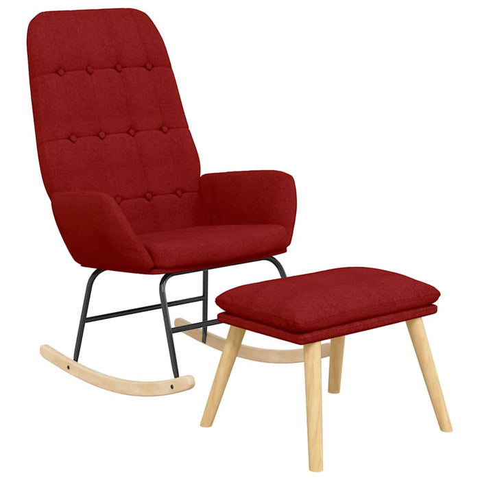 Scaun balansoar cu taburet, roșu vin, material textil WALTI