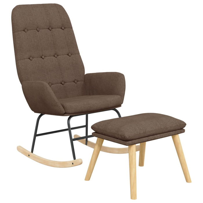 Scaun balansoar cu taburet, gri taupe, material textil WALTI