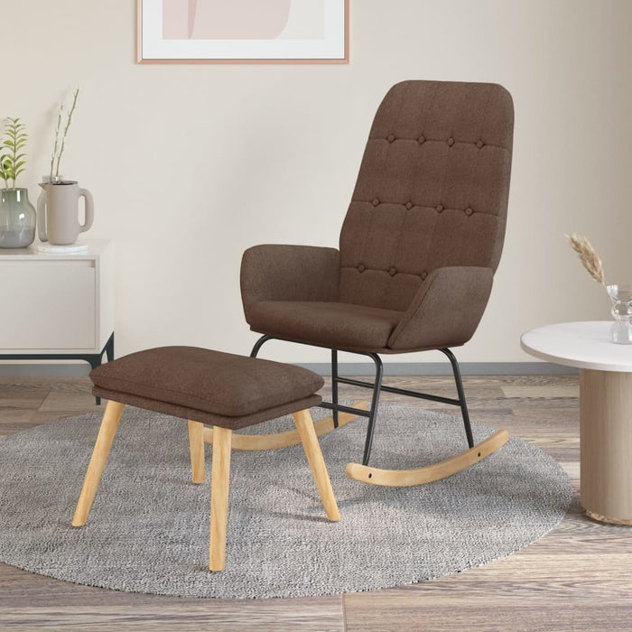 Scaun balansoar cu taburet, gri taupe, material textil WALTI