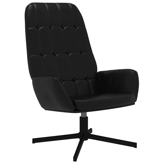 Scaun de relaxare cu taburet, negru lucios, piele ecologică WALTI