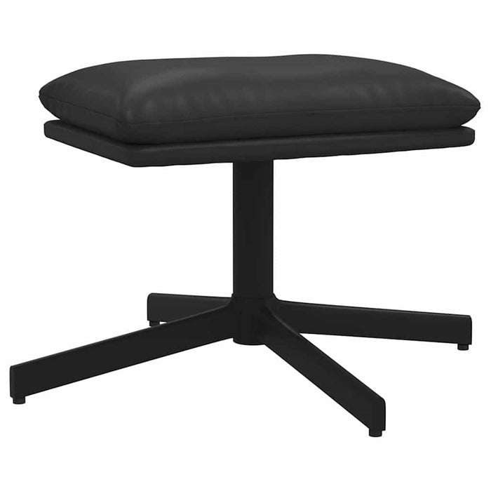 Scaun de relaxare cu taburet, negru lucios, piele ecologică WALTI