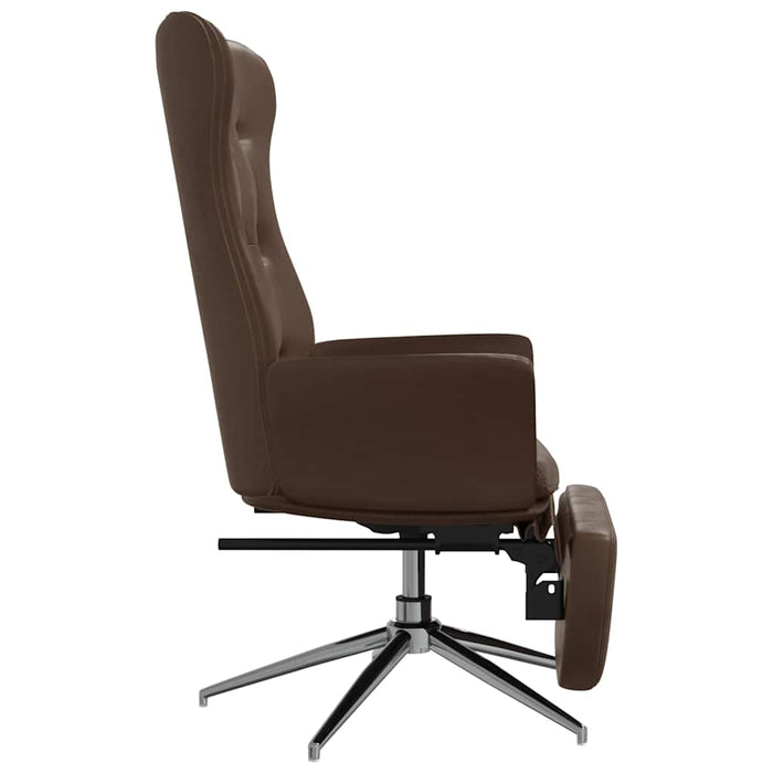 Scaun de relaxare cu taburet, maro lucios, piele artificială WALTI
