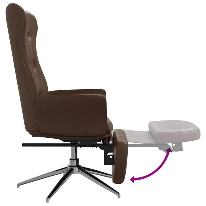 Scaun de relaxare cu taburet, maro lucios, piele artificială WALTI