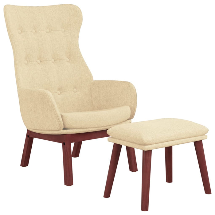 Scaun de relaxare cu taburet, crem, textil - WALTI WALTI