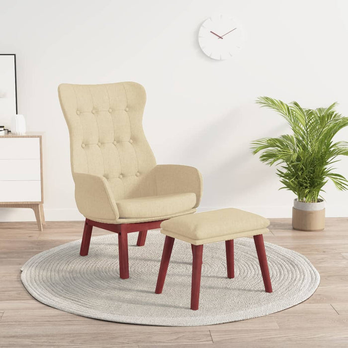 Scaun de relaxare cu taburet, crem, textil - WALTI WALTI