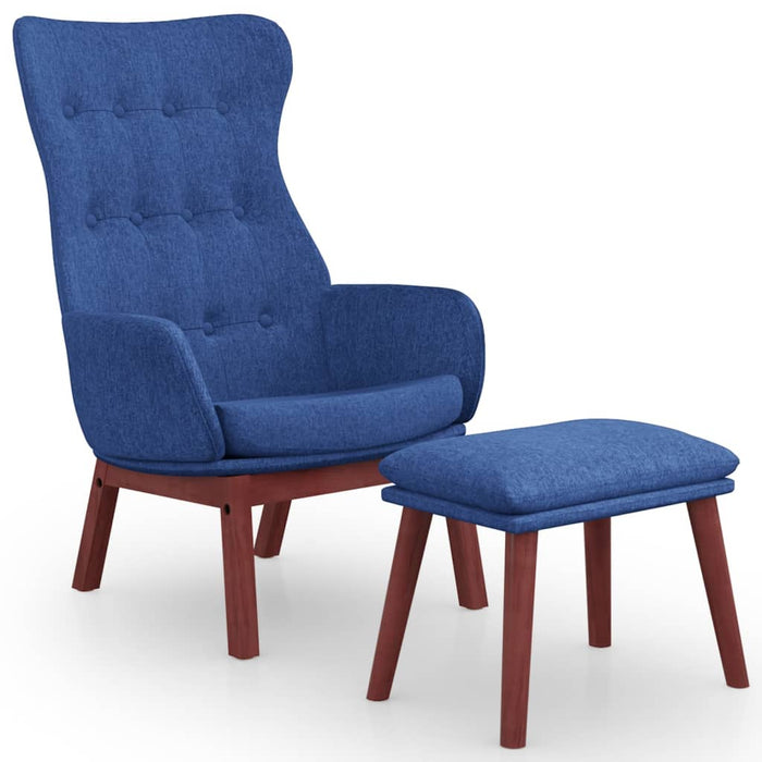 Scaun de relaxare cu taburet, albastru, textil - WALTI WALTI
