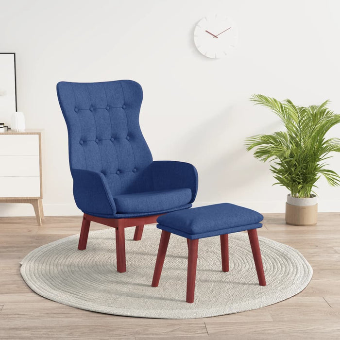 Scaun de relaxare cu taburet, albastru, textil - WALTI WALTI