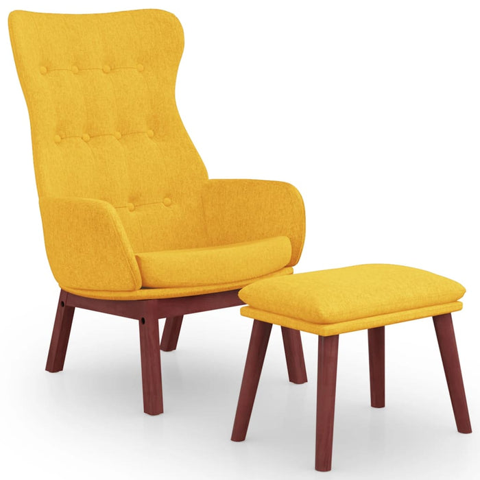 Scaun de relaxare cu taburet, galben muștar, textil - WALTI WALTI