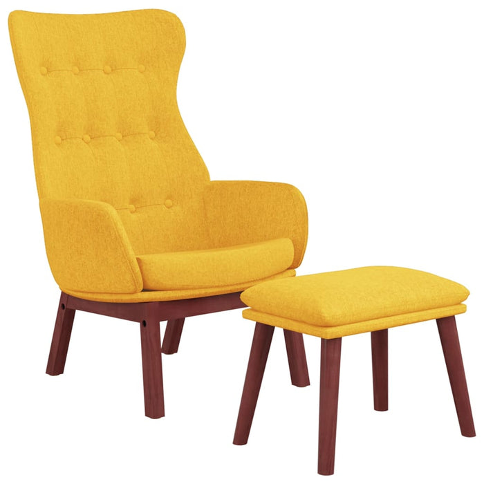 Scaun de relaxare cu taburet, galben muștar, textil - WALTI WALTI