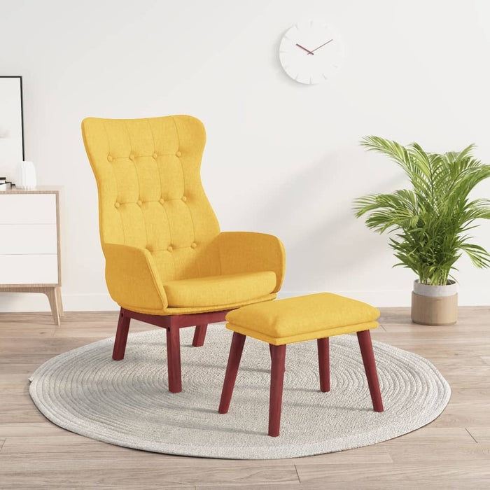 Scaun de relaxare cu taburet, galben muștar, textil - WALTI WALTI