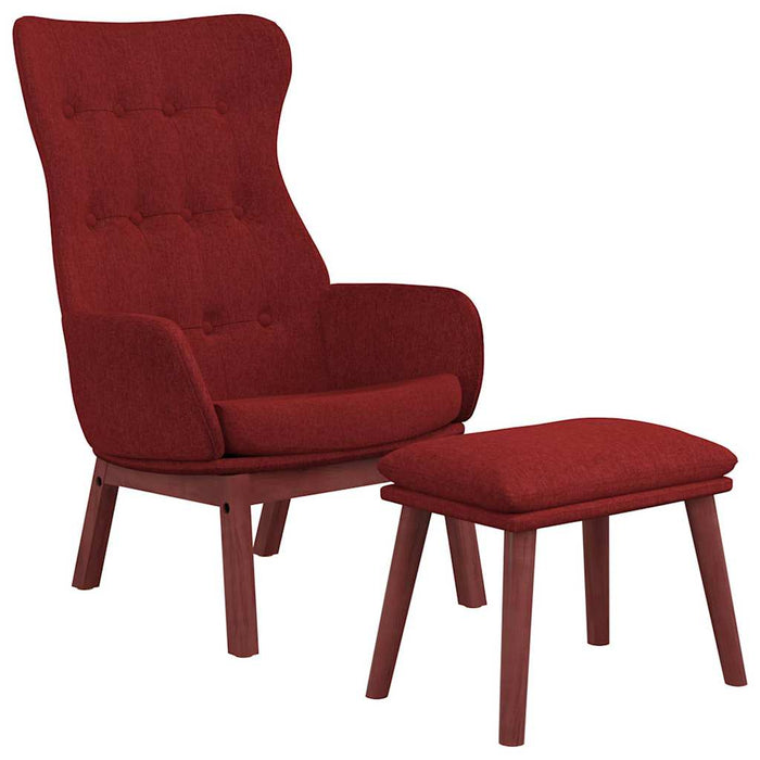 Scaun de relaxare cu taburet, roșu vin, textil WALTI