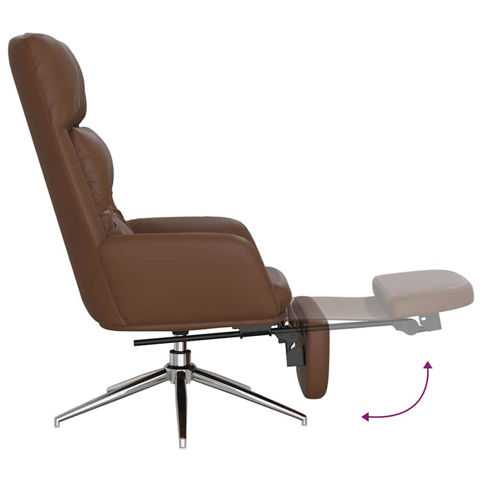 Scaun relaxare cu taburet maro piele naturală/piele ecologică WALTI