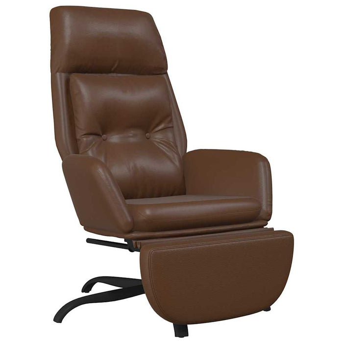 Scaun de relaxare cu taburet, maro lucios, piele artificială WALTI