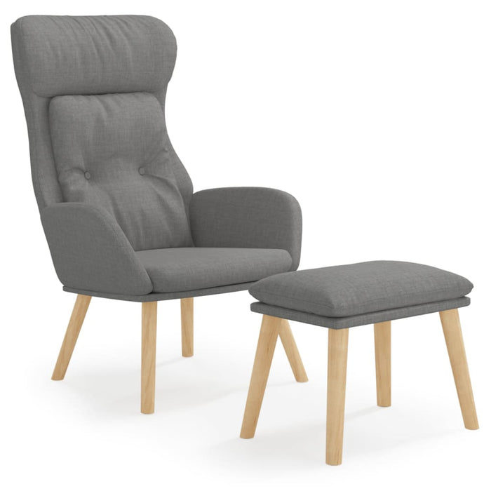Scaun de relaxare cu taburet, gri deschis, textil - WALTI WALTI