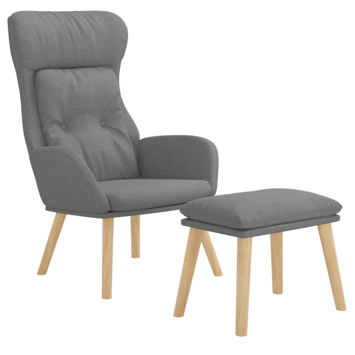 Scaun de relaxare cu taburet, gri deschis, textil - WALTI WALTI