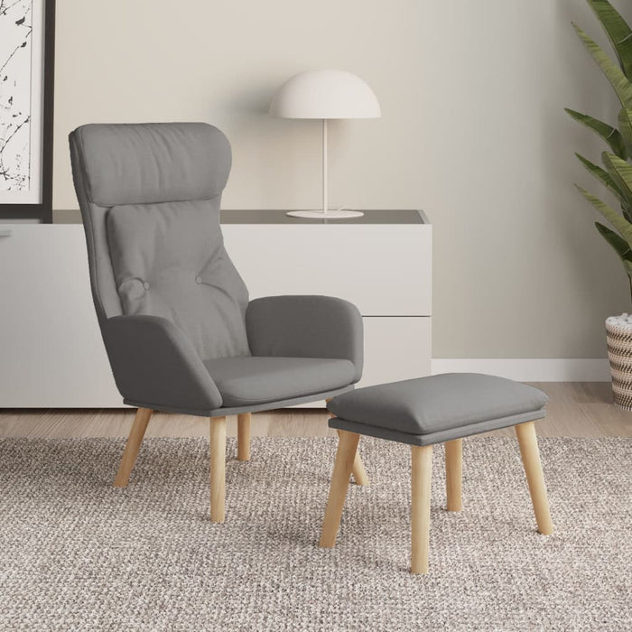 Scaun de relaxare cu taburet, gri deschis, textil - WALTI WALTI