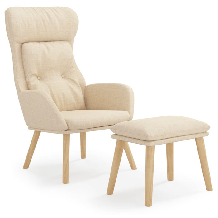 Scaun de relaxare cu taburet, crem, textil - WALTI WALTI