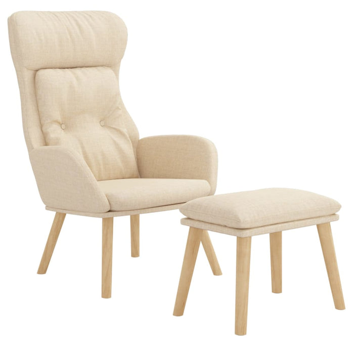 Scaun de relaxare cu taburet, crem, textil - WALTI WALTI