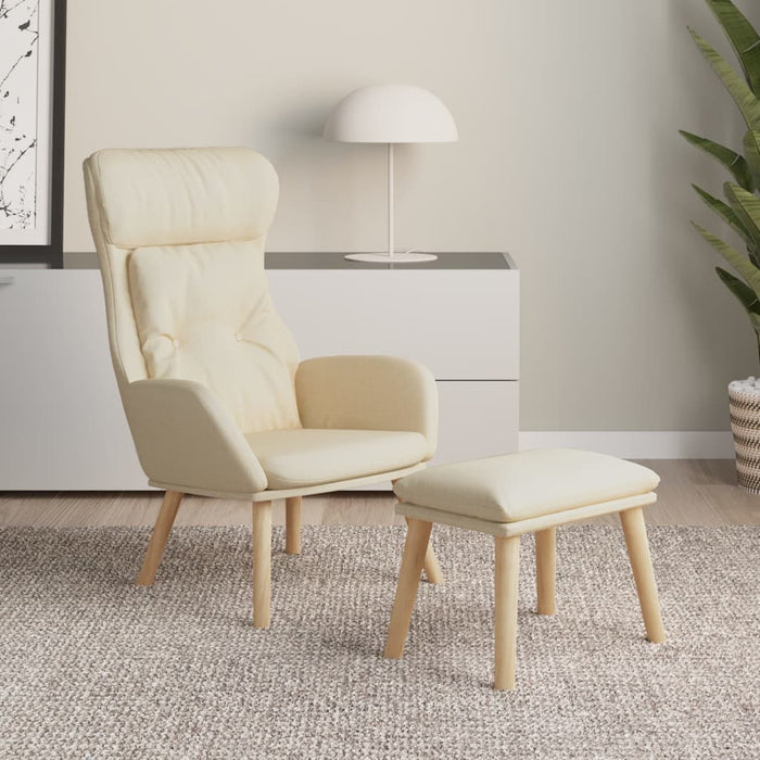 Scaun de relaxare cu taburet, crem, textil - WALTI WALTI