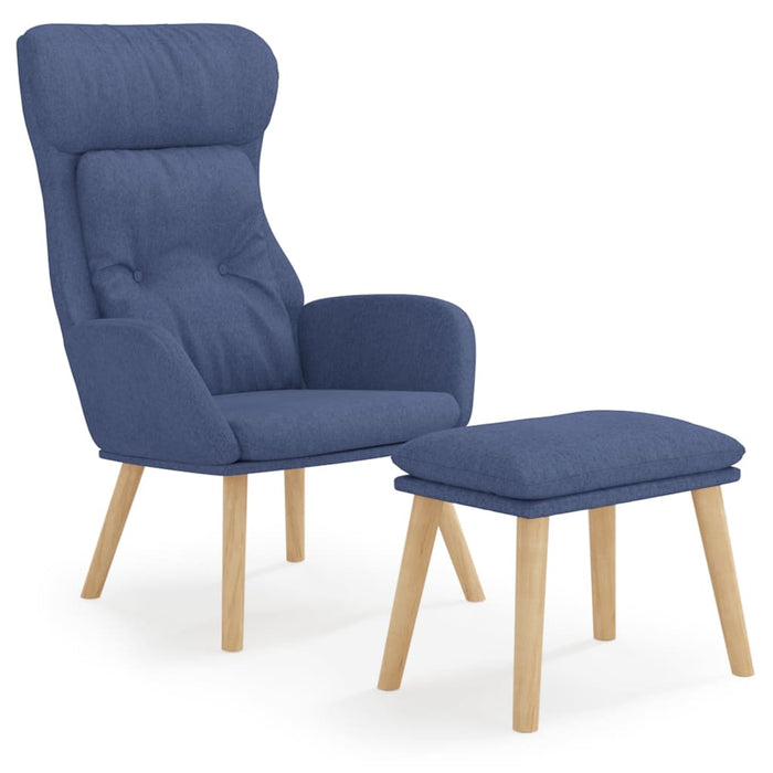 Scaun de relaxare cu taburet, albastru, textil - WALTI WALTI
