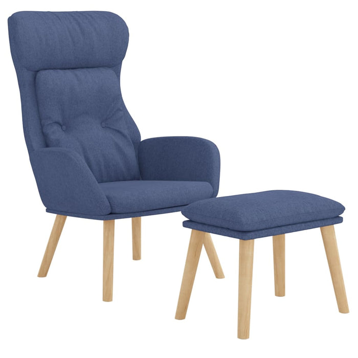 Scaun de relaxare cu taburet, albastru, textil - WALTI WALTI
