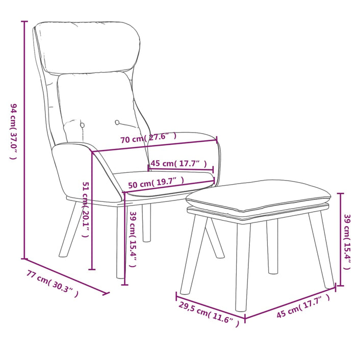 Scaun de relaxare cu taburet, albastru, textil - WALTI WALTI