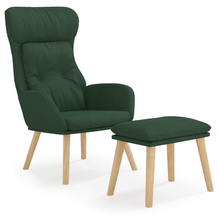 Scaun de relaxare cu taburet, verde închis, textil WALTI