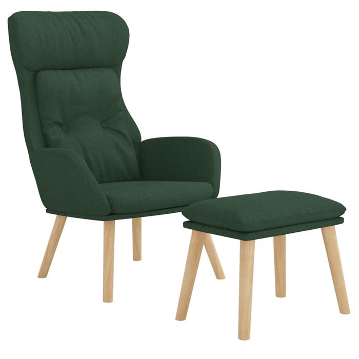 Scaun de relaxare cu taburet, verde închis, textil WALTI