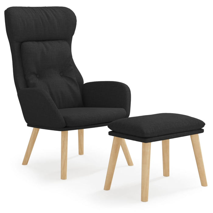 Scaun de relaxare cu taburet, negru, textil - WALTI WALTI