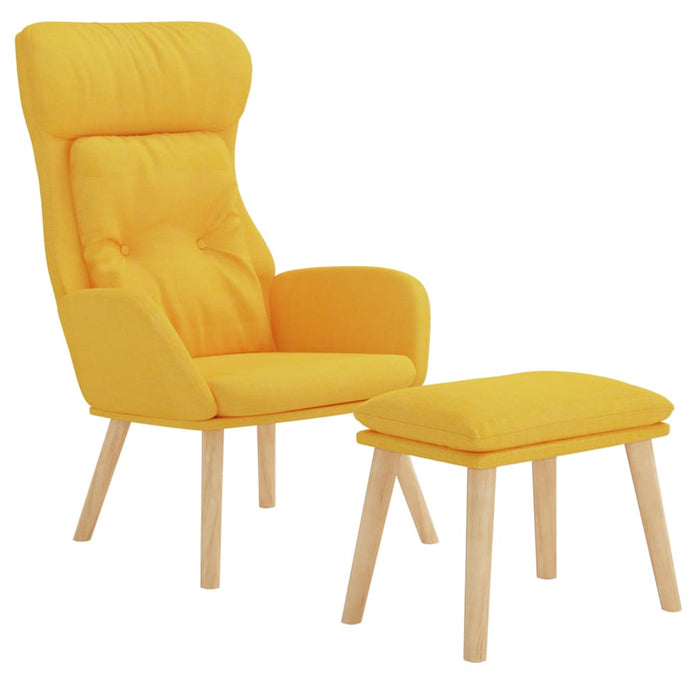 Scaun de relaxare cu taburet, galben muștar, textil - WALTI WALTI