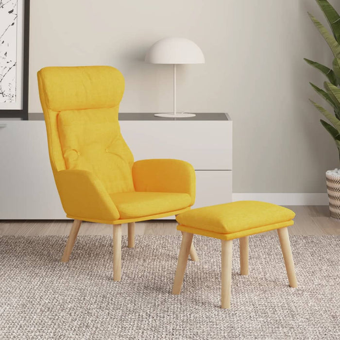 Scaun de relaxare cu taburet, galben muștar, textil - WALTI WALTI