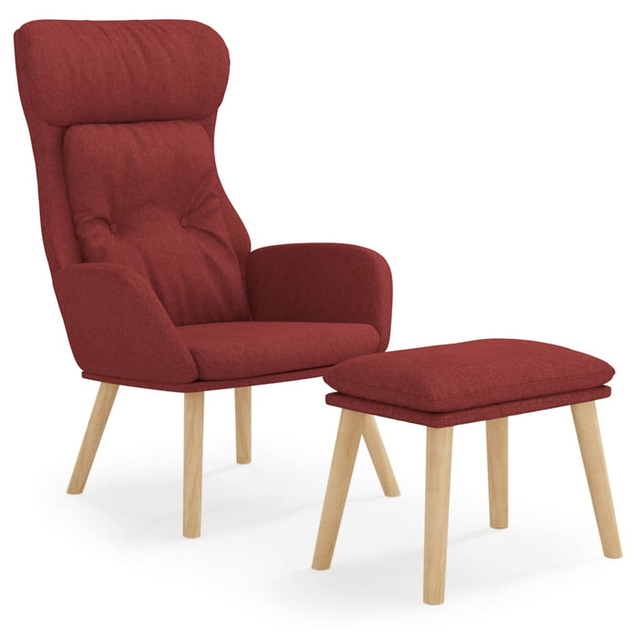 Scaun de relaxare cu taburet, roșu vin, textil WALTI